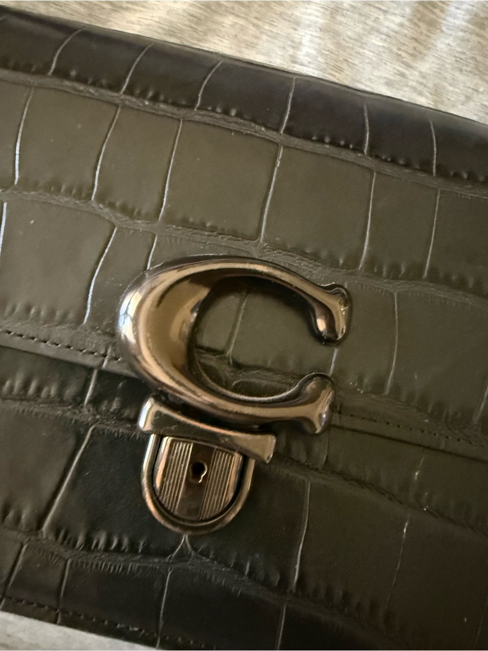 Coach Black Croc-Embossed Leather Crossbody Bag - Picture 9 of 12